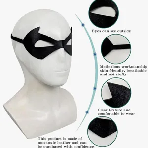 Black superhero mask masquerade eye mask PU leather Halloween party costume accessory