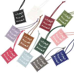 Colorful stamp shaped leather bag pendants with Arabic text souvenirs gifts and accessories
