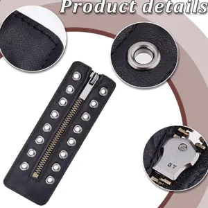 PU leather boot zipper insert 8-hole shoe lace replacement accessory in classic black color