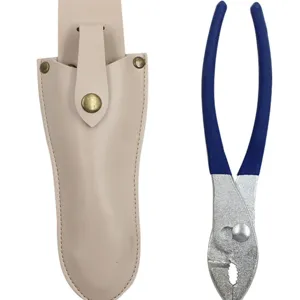 Funda de cuero PU para herramientas y alicates vista detallada, bolsa de tijeras de jardín duradera.