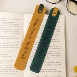 PU leather bookmark set custom metal snap button reading page marker book accessories