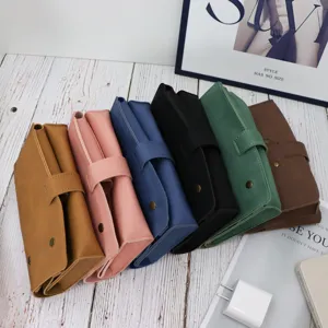 Custodia di stoccaggio digitale 3C in pelle PU portatile, borsa organizer per caricabatterie da viaggio.