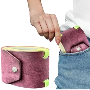 Creative leather wrap wallet with magnetic snap and elastic band for daily portable use.