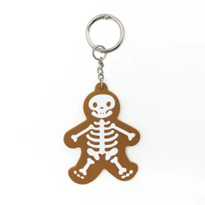 Leuke Halloween skeleton peperkoek man sleutelhanger PU leer cartoon tas hanger gift