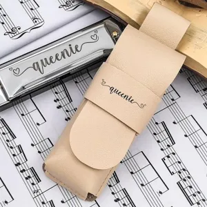 Portable PU leather harmonica case custom protective pouch for single harmonica storage