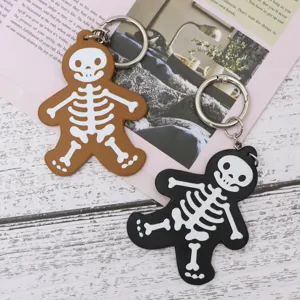 Creatieve Halloween skelet PU leer sleutelhanger schattige tassenhanger set voor decoratie.