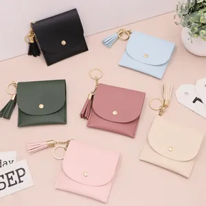 Mini Portamonete con Nappa Donna in Pelle PU Piccolo Porta Carte Portachiavi Portafoglio Corto Portatile Multi Slot