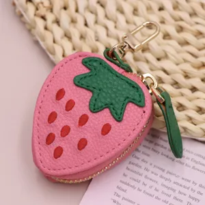 Portamonete fragola in PU carino, custodia porta spiccioli per chiavi e borse alla moda.