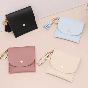 Mini portafoglio con nappa porta carte carino borsellino tascabile portatile per donne