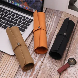 PU leather vintage watch roll bag portable travel watch storage organizer protective case.