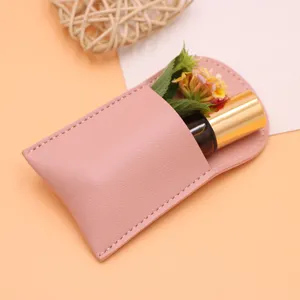 Custodia in pelle PU rosa per flacone roll-on di olio essenziale borsa da viaggio
