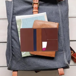 PU leather passport holder travel wallet multi-slot card organizer travel document bag.