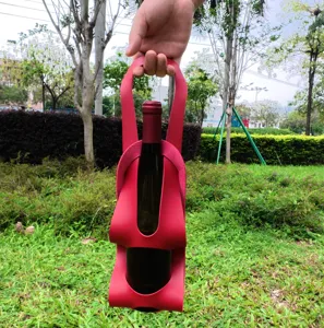 Outdoor portable red wine bag PU leather bottle storage carrier for outdoor riding