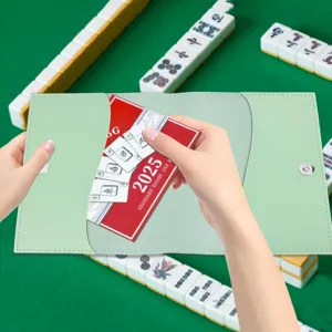 Minimalist PU leather mahjong card storage case with magnetic snap, protective cover.