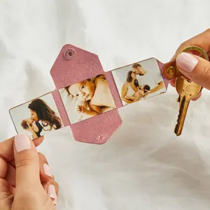 Portachiavi con foto pieghevole in pelle PU portafoglio personalizzato regalo per la famiglia