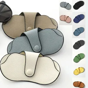 Fashion PU Leather Hanging Neck Sunglasses Case Portable Foldable Glasses Pouch Protective Eyewear Storage Bag For Travel