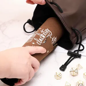 Portable leather dice bag and roll-up dice mat set for tabletop gaming storage organizer