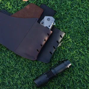 Echt lederen EDC gereedschap holster multifunctioneel tactisch mes zaklamp houder outdoor gear.