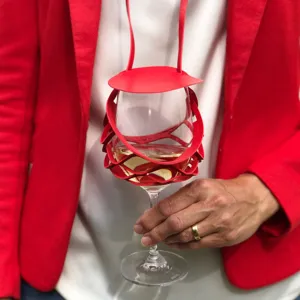 Porta Calice da Vino in Pelle PU Collana Portatile per Calice per Festa in Giardino Compleanno Outdoor Mani Libere