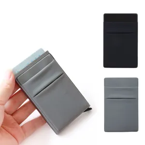 RFID Blockierung Aluminiumlegierung Kartenhalter Slim Automatisches Pop-up Kreditkartenetui Mit Lederhülle Business Visitenkartenbox