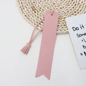 Pink PU Leather Tassel Bookmark Cute Page Marker for Student Notebook Reading Gift