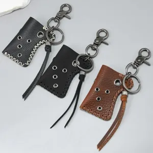 Vintage PU Leder Feuerzeug Etui Schlüsselanhänger Outdoor Camping Feuerzeugtasche