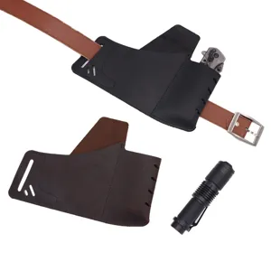 Echt Leer EDC Tactische Gereedschapsschede Multifunctionele Riemlus Tas Zaklamp Mes Opbergtas Heuptas Voor Camping Outdoor