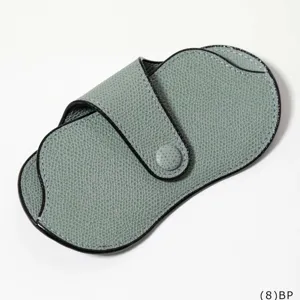 Portable PU leather glasses case with snap button closure, minimalist design for travel sunglasses.