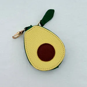 Cute avocado coin purse PU leather mini pouch with keychain for keys earphones storage
