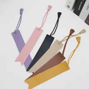Colorful PU leather bookmarks with tassels, stylish page markers for student notebooks.