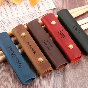 Vintage PU Leder Drumstick Aufbewahrungstasche mit Druckknopf, personalisiertes Musikgeschenk.