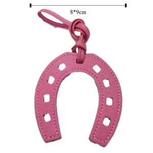 Pink leather horseshoe bag charm cute PU leather U-shaped pendant fashion handbag accessory