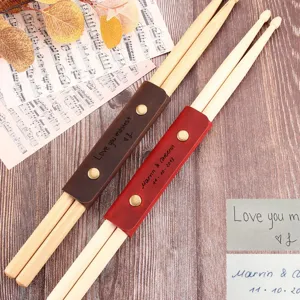 Personalisierter Leder-Drumstick-Halter mit Holz-Drumsticks, perfektes Geschenk für Schlagzeuger