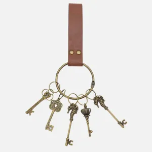 Medieval PU leather key ring vintage bronze keys holder Halloween cosplay retro prop