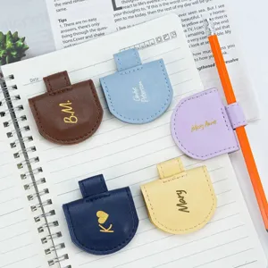 PU leather magnetic bookmark pen clip custom engraved cute stationery office school supplies