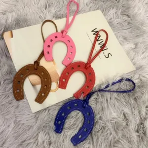 Fashion horseshoe PU leather bag charm cute keyring pendant multi-color accessory 1pc