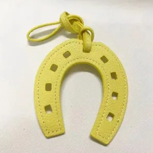 Yellow PU leather horseshoe bag charm stylish cute purse pendant for women handbag accessory
