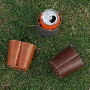 Custodia in pelle PU per lattine di birra e tazze, porta bevande elegante e utile