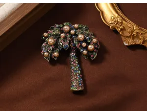Vintage strass perle cocotier broche élégant manteau épingle luxe vêtement accessoire déco