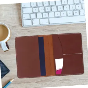 Brown PU leather passport wallet travel organizer card holder travel document case bag