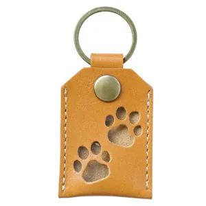 PU leather pet fur storage keychain square cat dog hair souvenir memorial pendant bag charm.