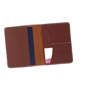 Brown PU leather passport holder travel wallet organiser multi-card slots visa ticket cover