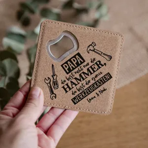 Holz Quadratischer Flaschenöffner Edelstahl Bieröffner Vatertag Personalisiert Geschenk