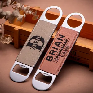 Apribottiglie in pelle PU personalizzato, apribottiglie vintage in metallo con incisione.