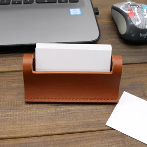 PU Leder Visitenkartenhalter Schreibtisch Visitenkartenbox Büro Desktop Karten Display Ständer Rack Einfarbig Nähte Namenskarten Organizer Etui