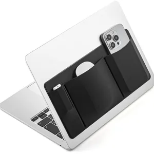 Portable Adhesive Laptop Back Pocket Lycra Fabric Elastic Mouse Pouch Sleek Storage Sleeve For Phone Cables Stylus Organiser