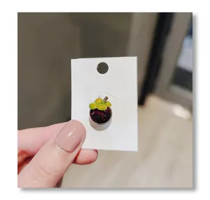 Mini glazed mangosteen brooch enamel fruit collar pin cute anti-glare fashion lapel badge for women