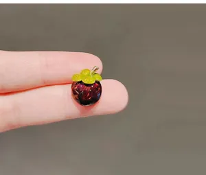 Mini mangosteen enamel brooch pin, exquisite fruit collar pin for women fashion accessories.