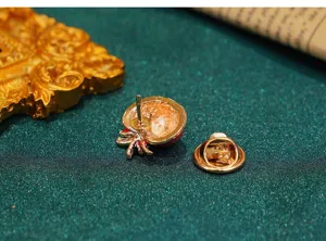 Mini enamel fruit brooch pin back detail, elegant alloy clothing accessory for stylish daily wear.