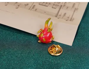 Mini dragon fruit enamel brooch lapel pin cute fruit badge collar accessory for outfits